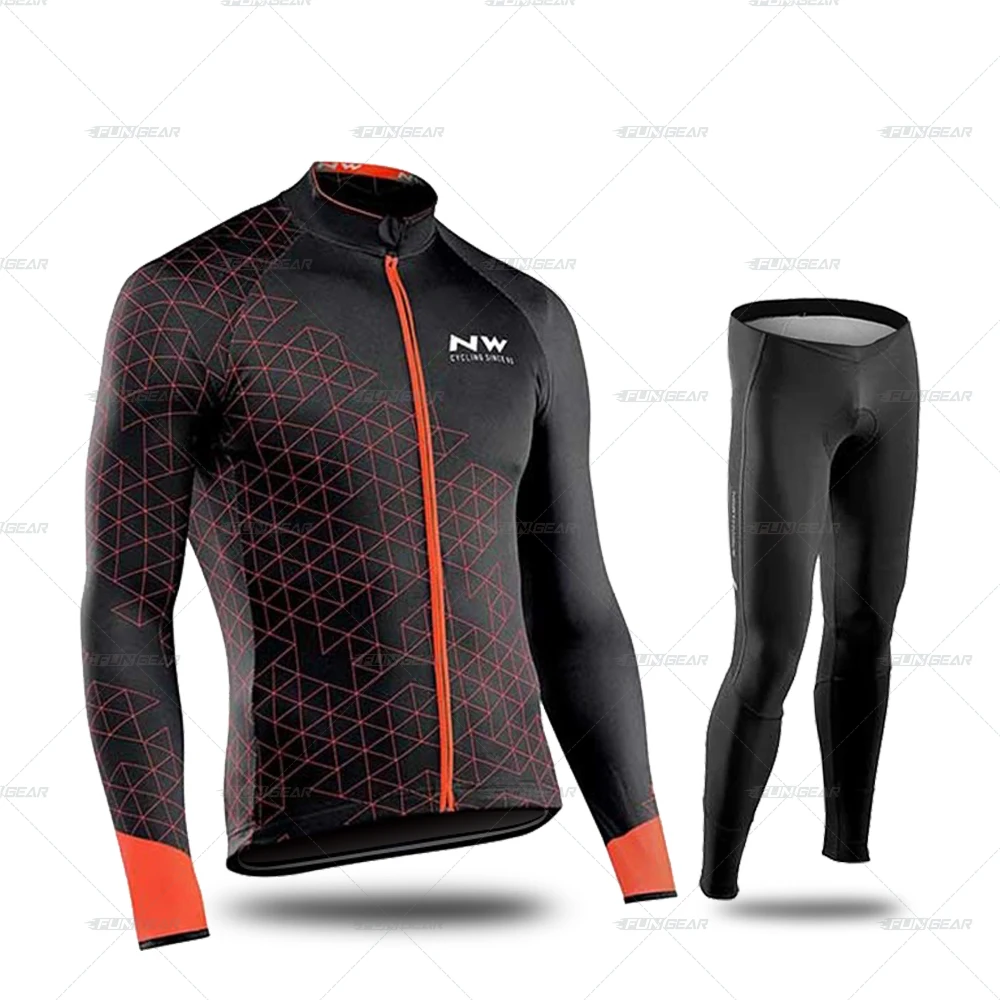 NORMAL SET Ropa Ciclismo Invierno зимняя велосипедная одежда, Майки для велоспорта, комплект Northwave, теплая флисовая одежда с длинным рукавом для MTB, Мужская одежда, Майо - Цвет: NORMAL SET