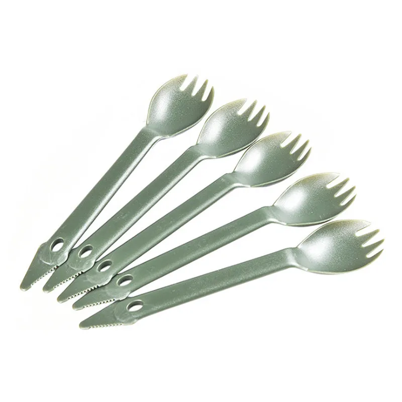 Новинка 5 шт. 3 в 1 вилка для кемпинга и пикника оптовая продажа из ПВХ ложка
