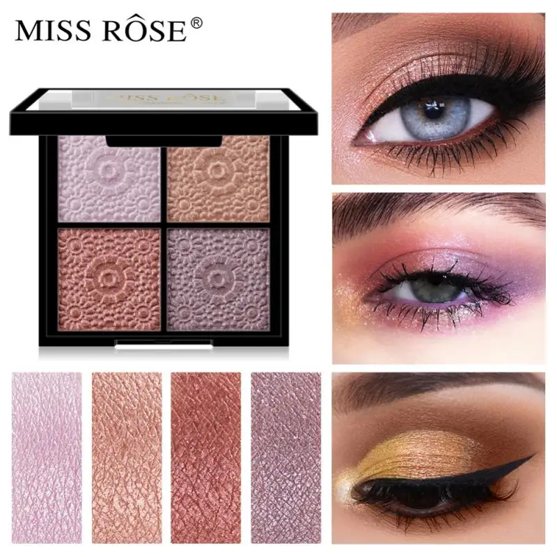 

MISS ROSE Eye Shadow Palette Pearlescent Matte Shimmer 4 Colors Eye Shadow Waterproof Lasting Natural Cosmetic Eyeshadow TSLM1