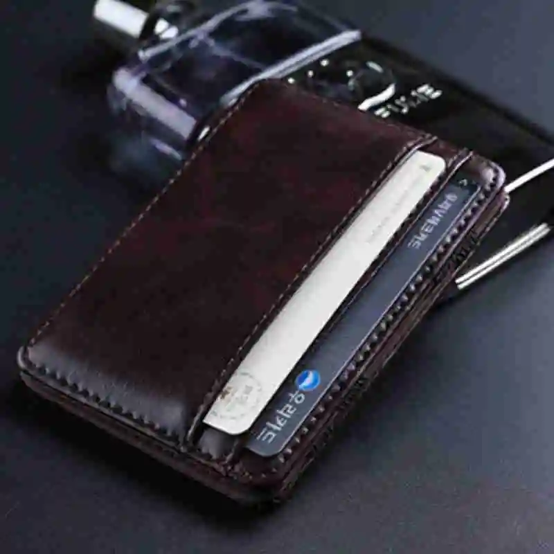 Ультратонкий компактный кошелек мужской деловой из искусственной кожи с