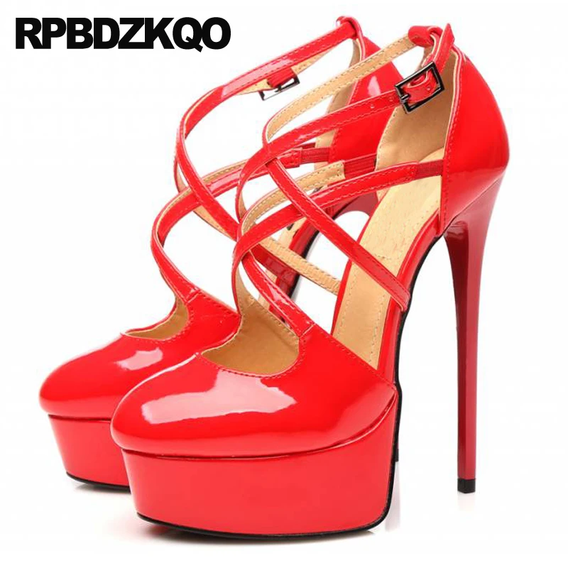 С ремешком Обувь для стриптиза в готическом стиле лодочки на высоком каблуке с 12