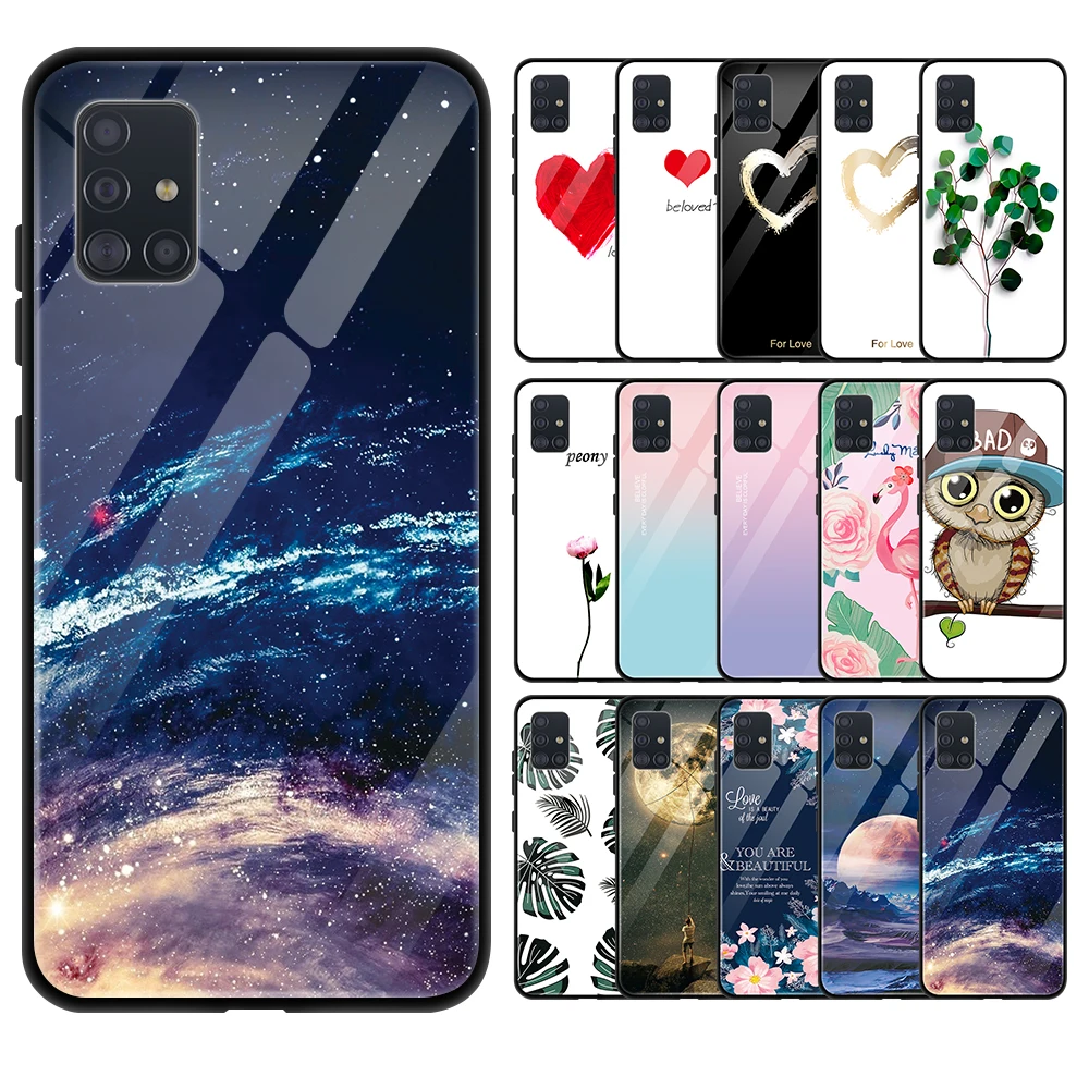 Чехол из закаленного стекла с рисунком звездного неба для Samsung Galaxy S20 Plus