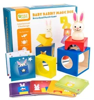 wooden rabbit baby intelligence magic box babys interaction early teaching games intelligence toy early education smart puzzle