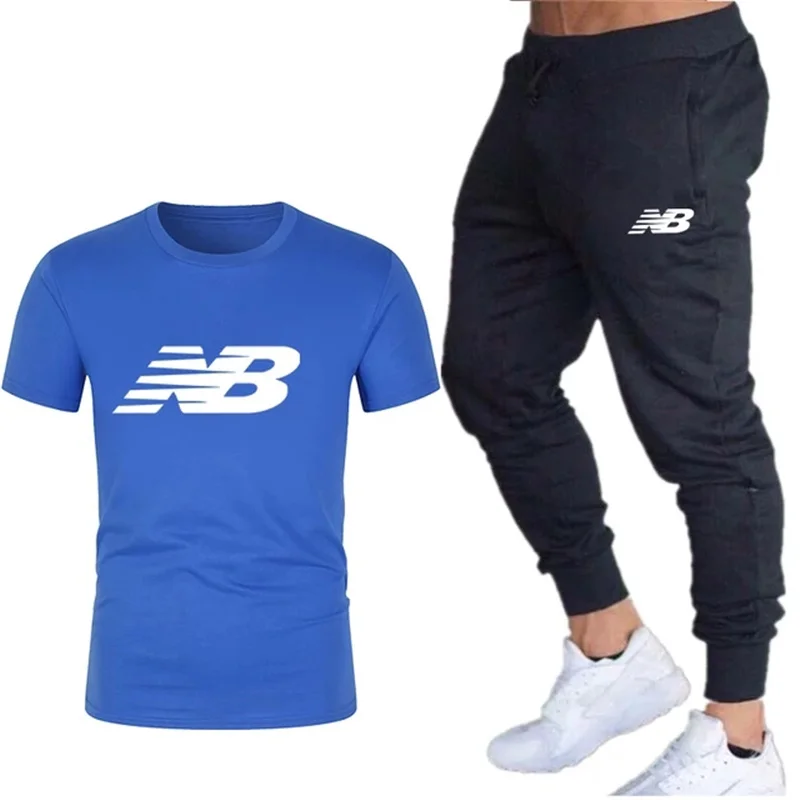 

Hot summer new brand sports T-shirt pants suit leisure brand fitness jogging pants T-shirt hip hop fashion men's sportswear two