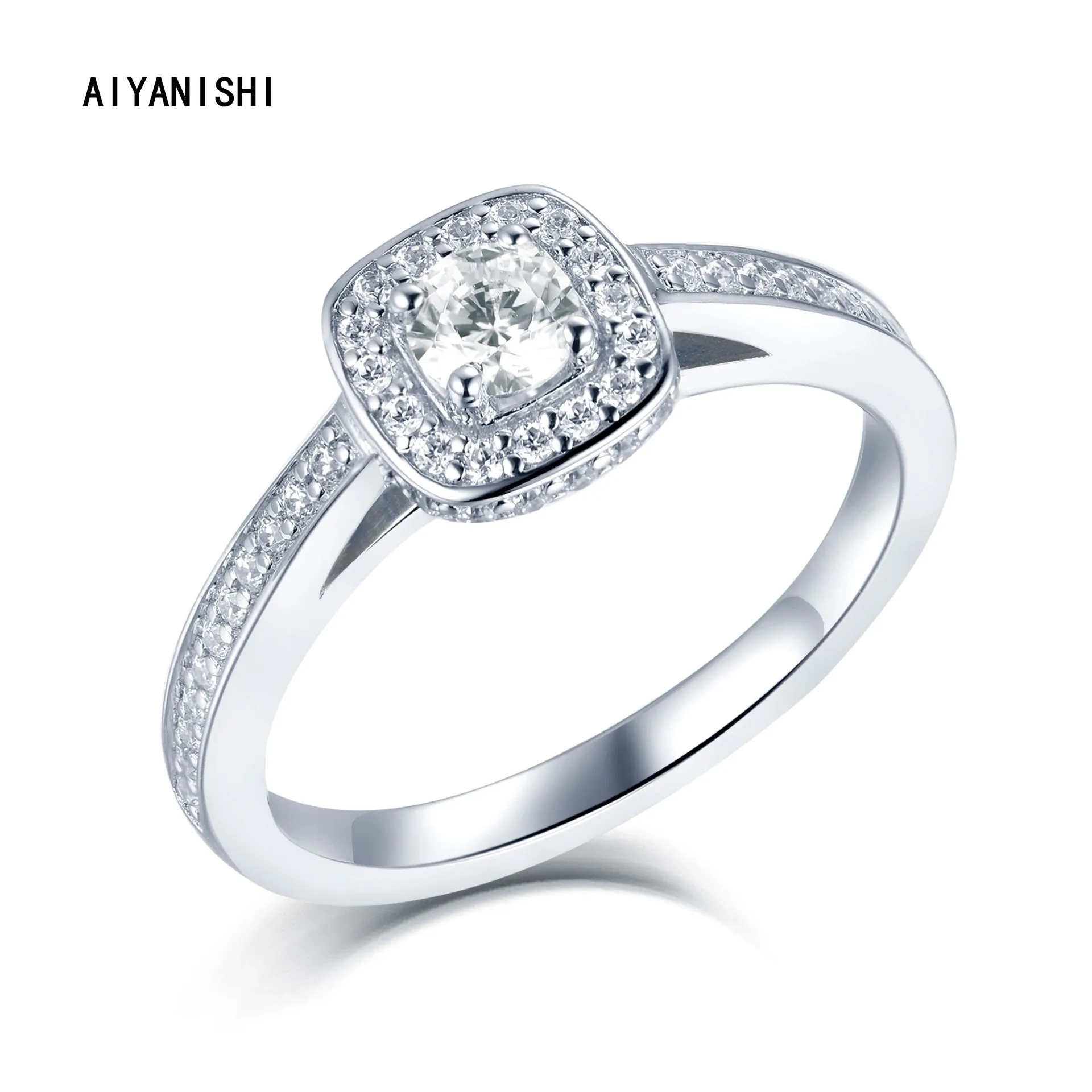 

AIYANISHI Wedding Rings For Women Square Sona Diamond Ring Luxury Engagement Bridal Rings Anel Accessories Gifts Drop Shipping