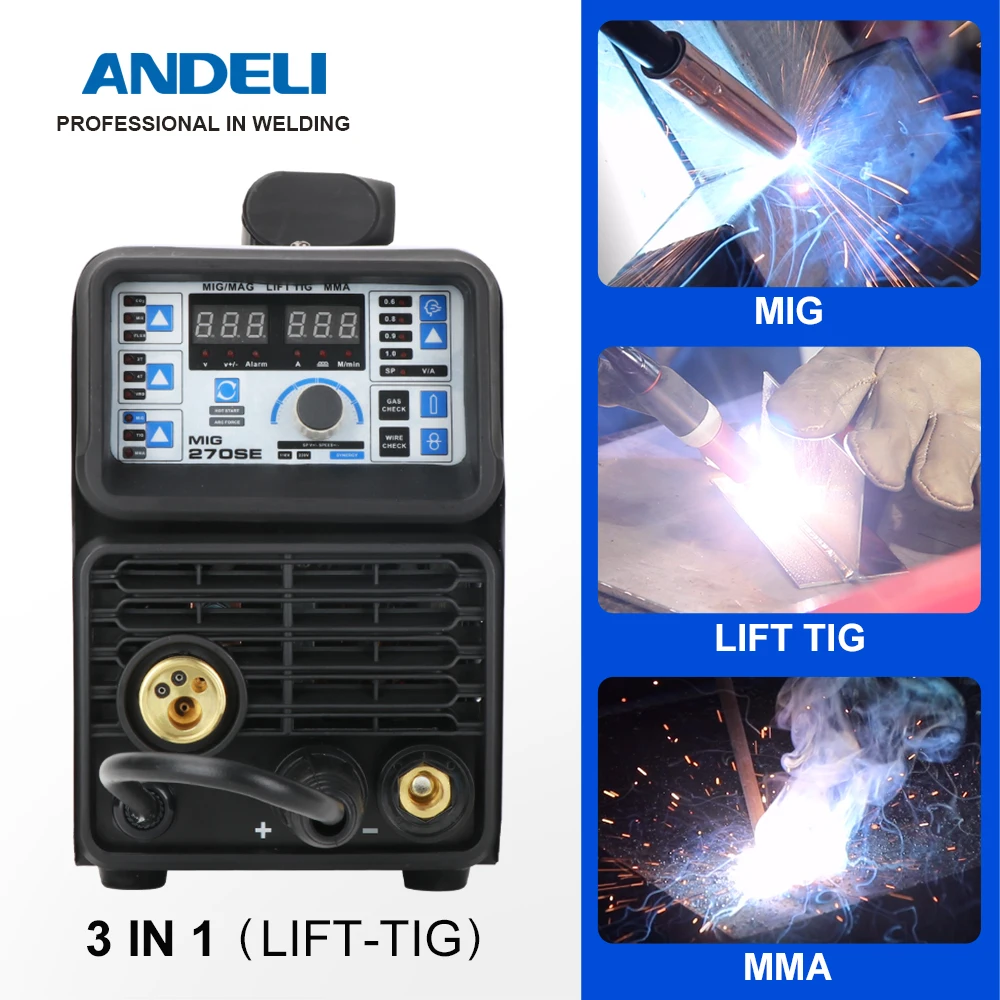 ANDELI MIG 270SE Портативный интеллигентая (ый) сварщик 110V/220V МиГ сварочный аппарат для