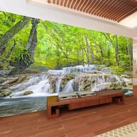 custom 3d mural wallpaper nature landscape forest waterfall photo background wall painting living room bedroom wall home decor