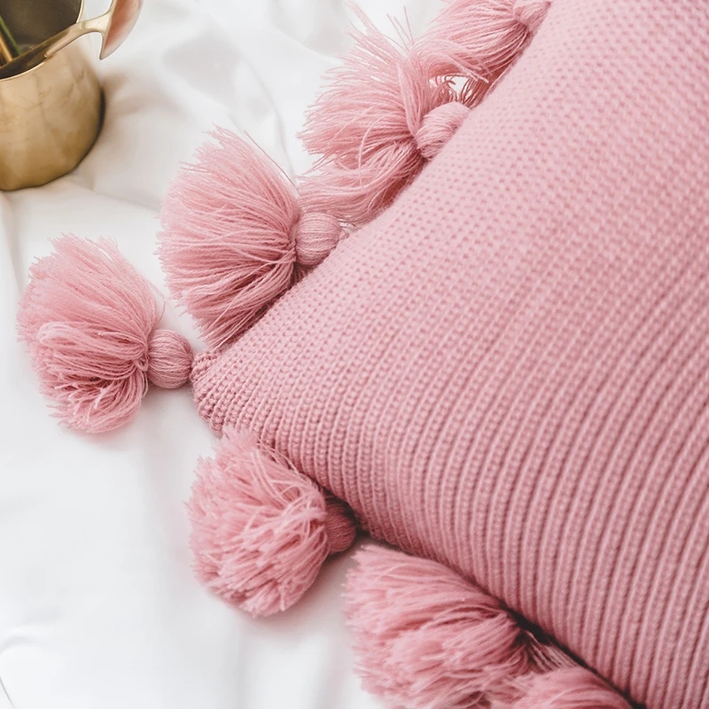 Милый чехол для подушки короткие мягкие Однотонная одежда трикотажная Подушка