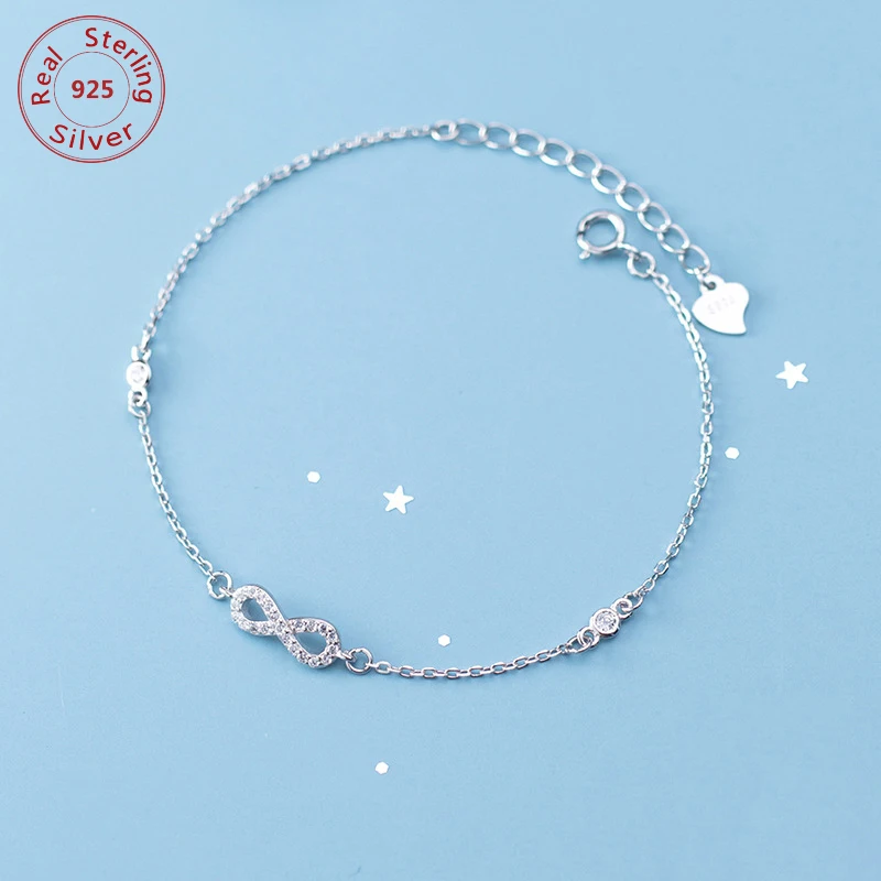 Браслет из стерлингового серебра 925 пробы Бесконечность любовь Роскошные