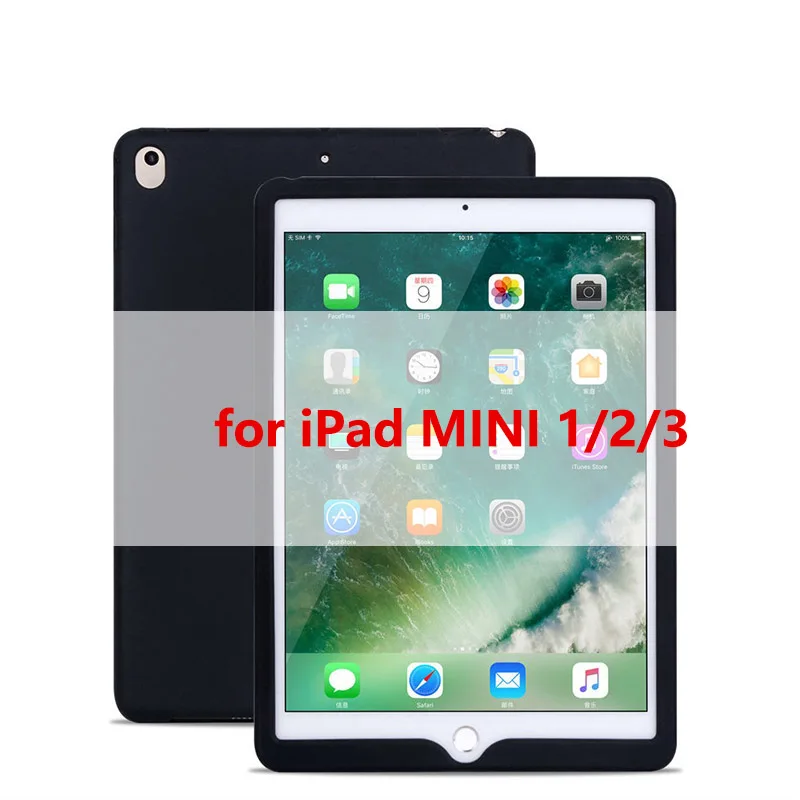 mini 1 2 3 black Tablet Silicone Case for iPad 9.7 Air 2 Case Soft Shockproof 360° Protection Back Shell Cover for iPad mini 2 3 4 Case - Цвет: mini 1 2 3 black