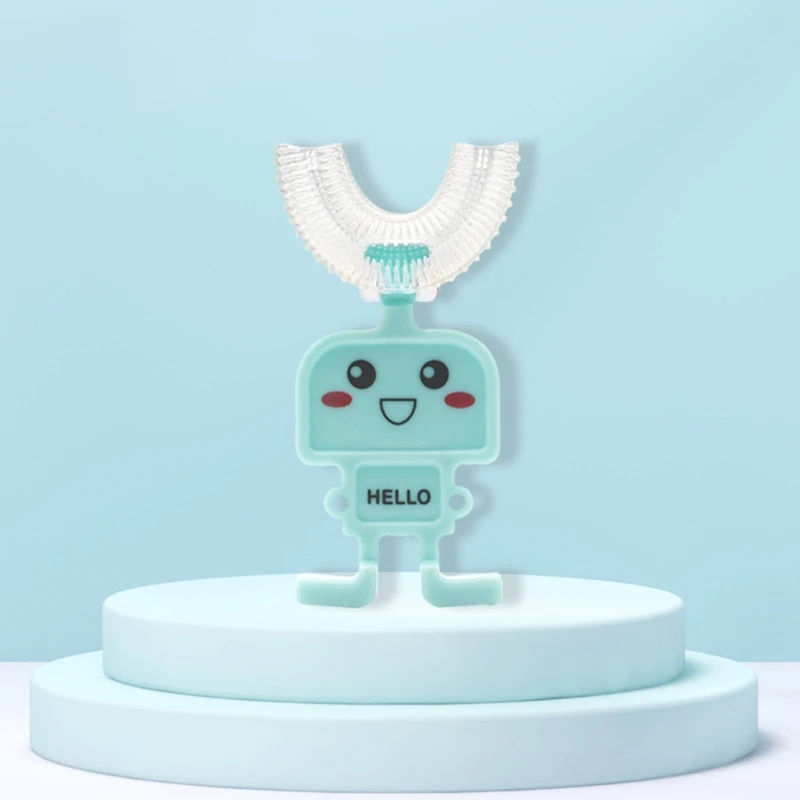 

GXMB мультяшная ручная U-образная зубная щетка 360 градусов Мягкая Силиконовая зубная щетка для прорезывания зубов детская зубная щетка уход з...