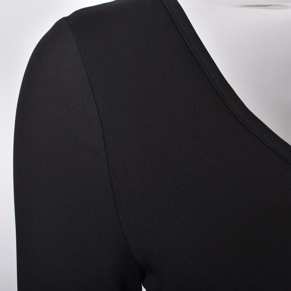 

European and American Sexy Women's Black White Blue One-Shouldered Long-Sleeved Tights Dress