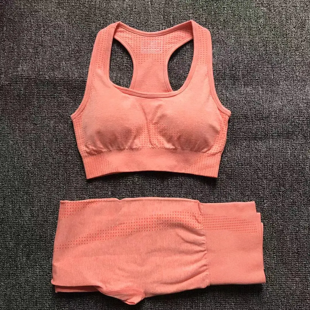 Спортивные костюмы из 2 предметов бесшовный комплект для йоги женская одежда