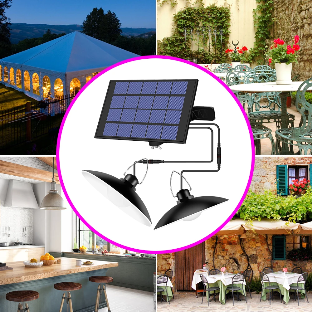 

Four Heads LED Solar Pendant Light 25W 30W Outdoor Waterproof LED Solar Lamps With Line Bulb Shed Lights For Camping Garden Yard