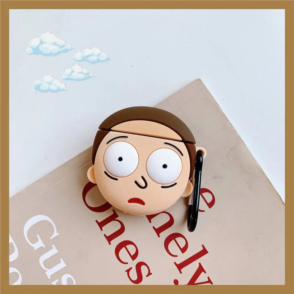 Милый силиконовый чехол для наушников с 3D рисунком Rick Modi для Apple New AirPods 1/2, беспроводная bluetooth-гарнитура