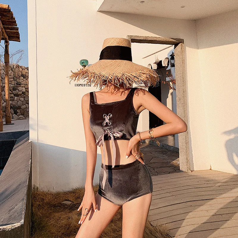 Женское трикотажное платье танкини из полиэстера с принтом|Купальники| |