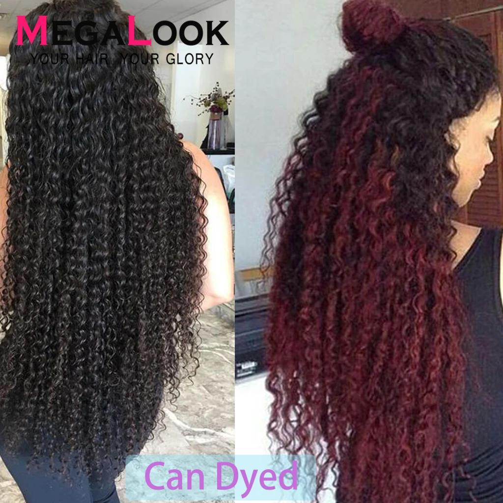 Перуанский кудрявый парик Megalook кружевные передние человеческие волосы женский