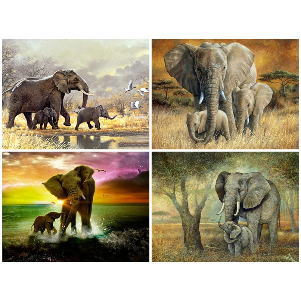 

Canvas Size Full Circle Diamond 5d Diy Diamond Embroidery Elephant Diamond Painting Cross Stitch Rhinestone Mosaic Decoration