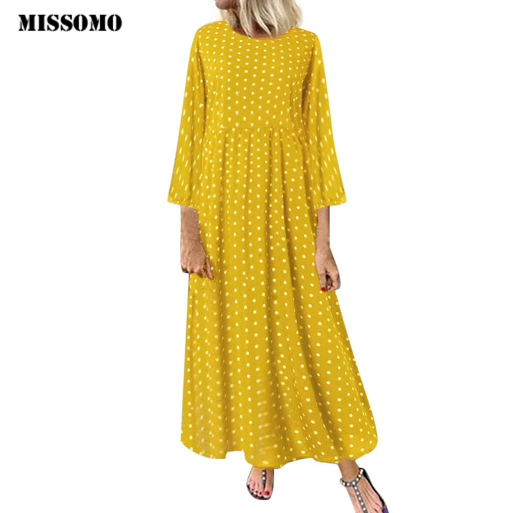 Одежда MISSOMO женское платье винтажные платья длинное макси с круглым вырезом и