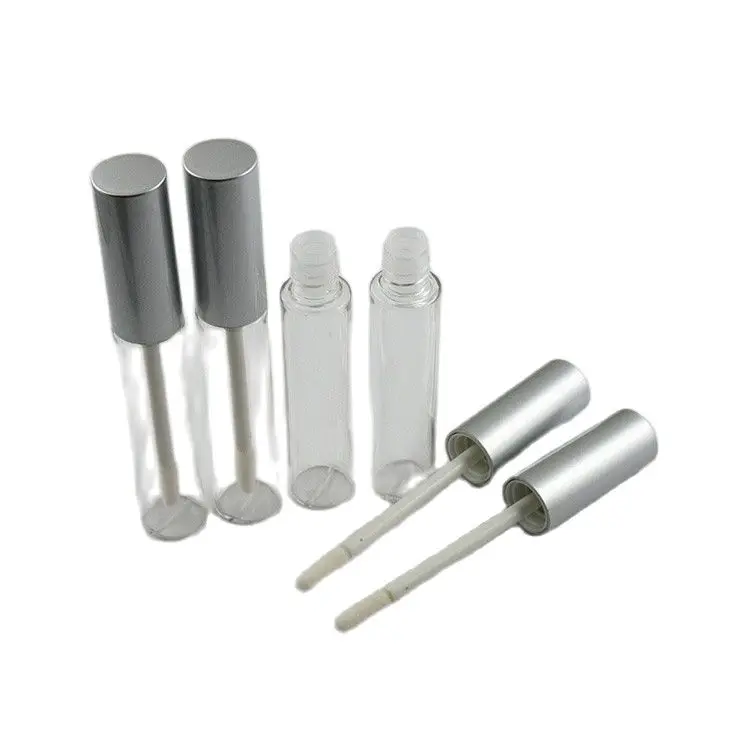 Прозрачный тюбик для блеска губ 10 мл с Матовой серебряной верхней или