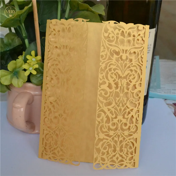 gold pearl 50 штук металлическая Золотая лазерная резка роскошные свадебные приглашения - Цвет: gold pearl
