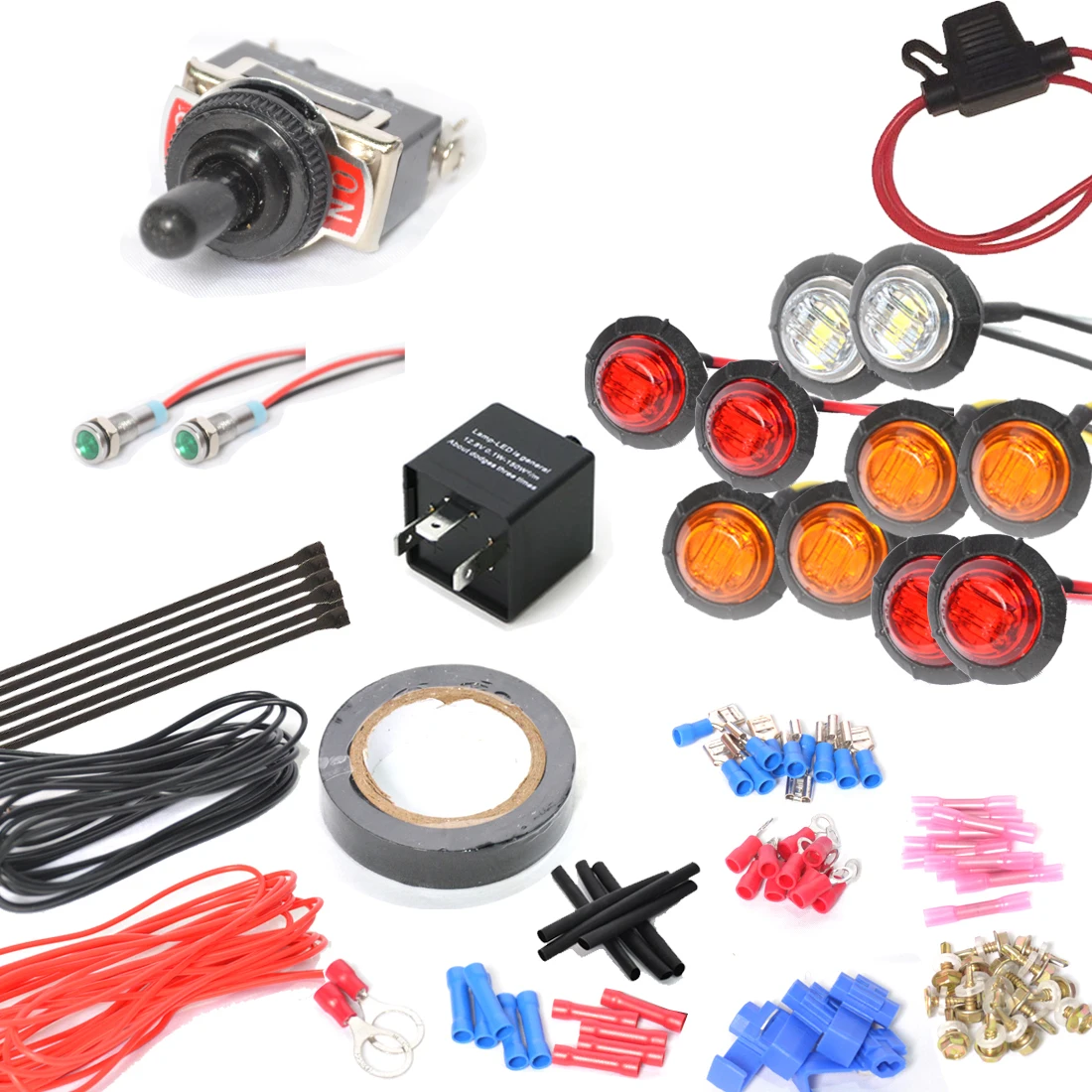 

UTV/SXS/ATV Turn Signal Kit w/8 LED Round Light for Polaris Range -Toggle Switch