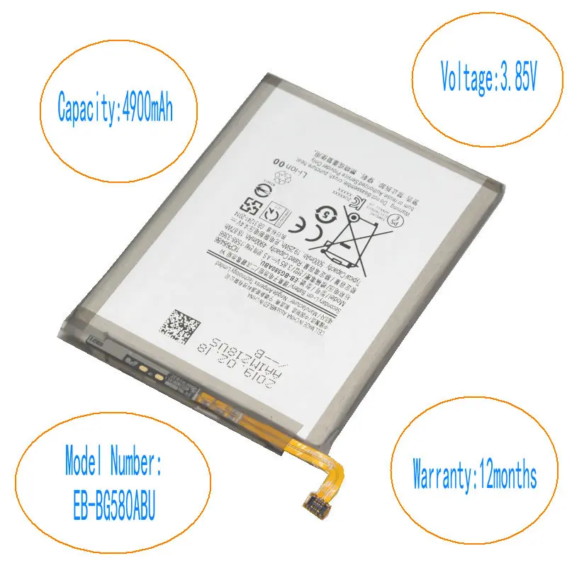 ISkyamS 1x4900 mAh запасная батарея EB-BG580ABU для samsung Galaxy M20 M30 SM-M205F Оригинальная батарея для телефона