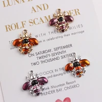 10pcs 2424mm diy fashion alloy enamel color bee charms for bracelet metal dangle honeybee pendants earring jewelry making