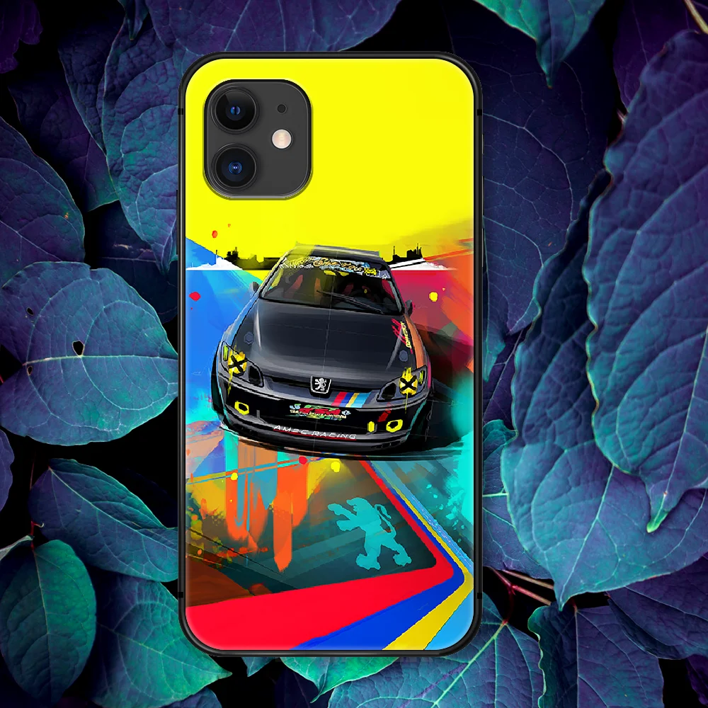 

PEUGEOT Luxury Sport Car Phone Case For IPhone 4 4s 5 5S SE 5C 6 6S 7 8 Plus X XS XR 11 12 Mini Pro Max 2020 black Shell Fashion