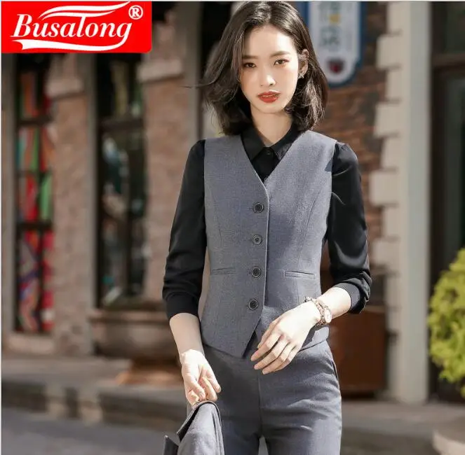 Модный деловой однотонный жилет новинка 2018 рабочая одежда Униформа облегающие