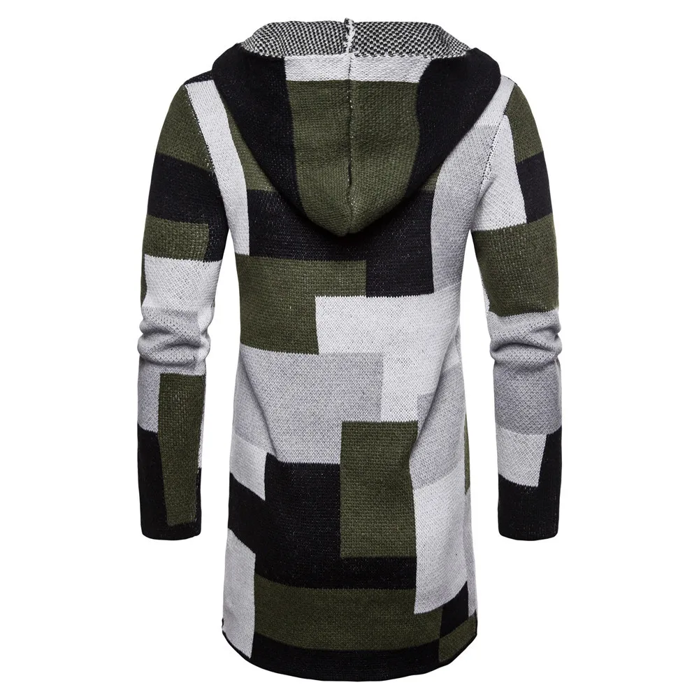 

2020 Zip Men's Jacket Autumn/Winter Casual Solid Knitted Patch jacket Scarf Fashion Hat Men's Slim Fit Hood top