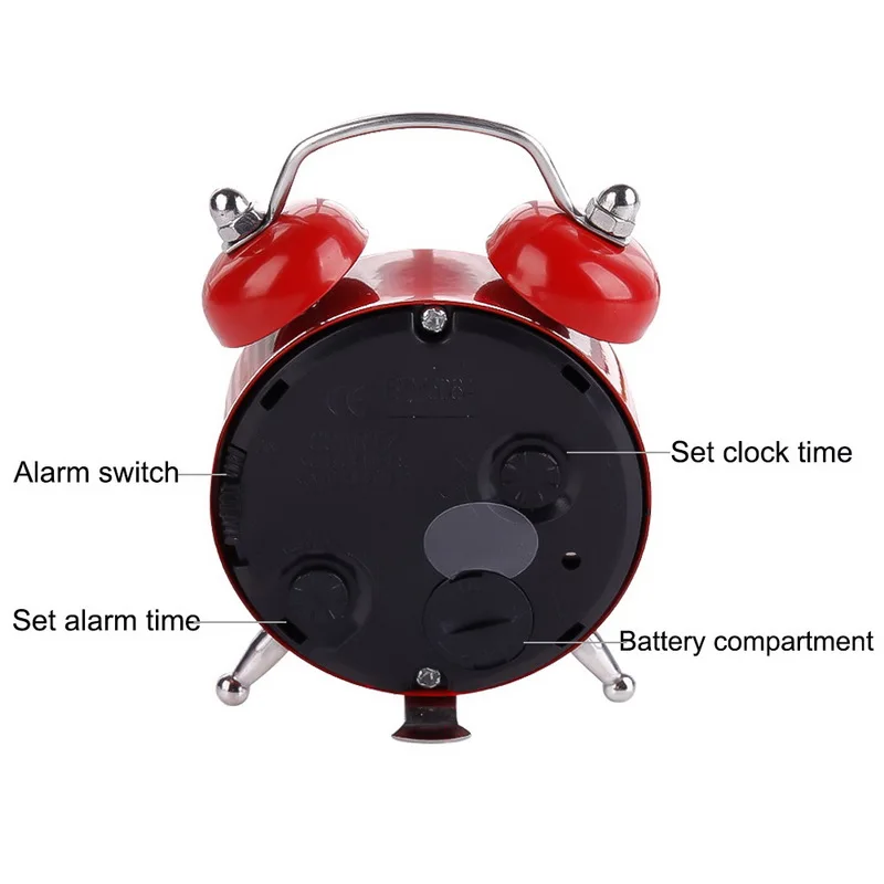 High Quality Mini Alarm Clock Silent Pointer Clocks Round Number Dual Bell Loud Bedside Night Light Home Decor | Дом и сад