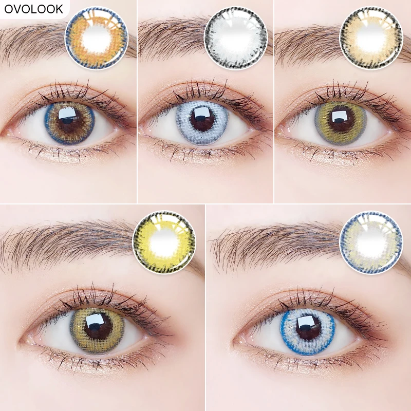 OVOLOOK 2pcs/Pair Beautiful Contact Lenses Colored Eye Lenses 5 Tone Cosmetics Lenses on the Eyes Soft Contacts Lens