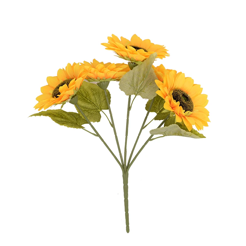

New 7 Big Head Sunflower Artificial Flower High Quality Silk Bouquet Flower for Diy Wedding Decoration Home Garden Home Decor