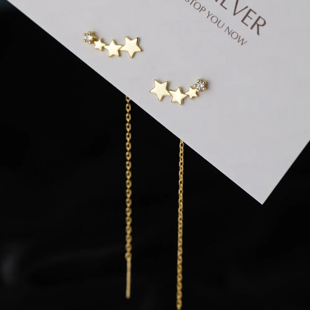 

Fashion Star Shining Earline Women New Design Exquisite Long Chain Earrings Korean Jewelry Earrings Elegant Women Gifts