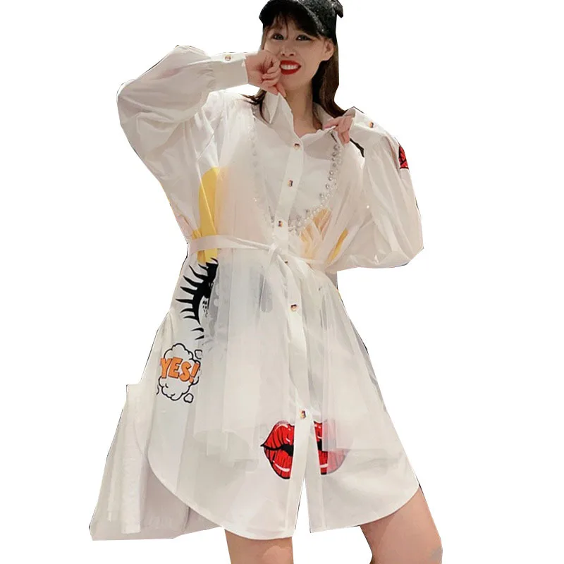 Женская сетчатая блузка с бисером QING MO асимметричная регулируемой талией