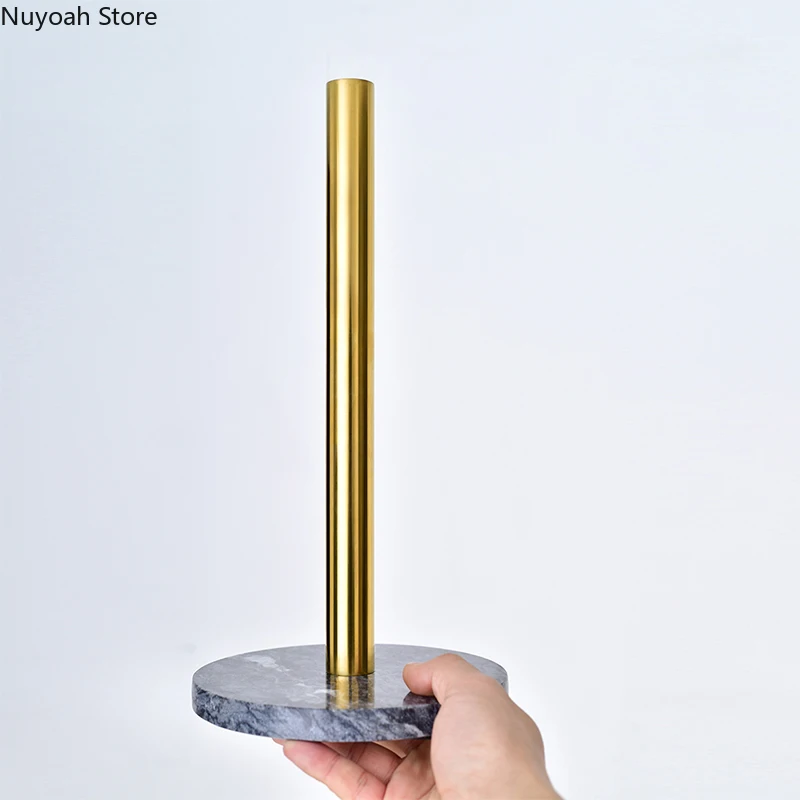 

Marble Base Paper Towel Rack Nordic Kitchen Roll Paper Holder Desktop Plastic Wrap Shelf Vertical Paper Storage Kitchen Supplies