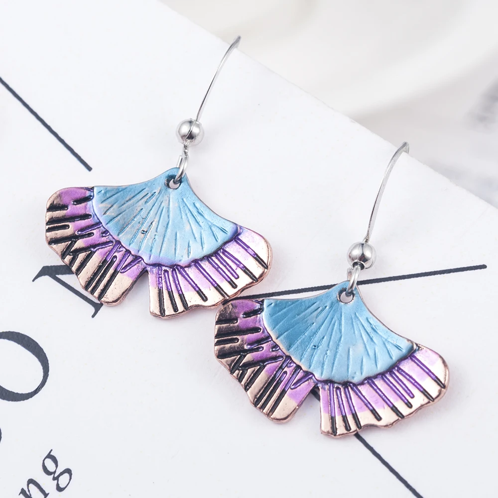 Винтажные женские веерообразные ушные крючки в форме листьев висячие серьги