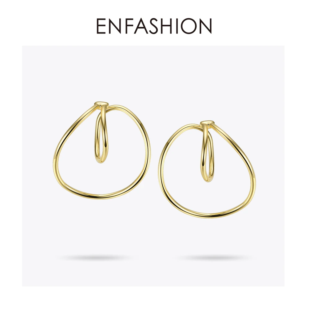 ENFASHION панковские геометрические серьги-каффы на клипсах для женщин золотого цвета, серьги без пирсинга, ювелирные изделия, Kolczyki EC191020