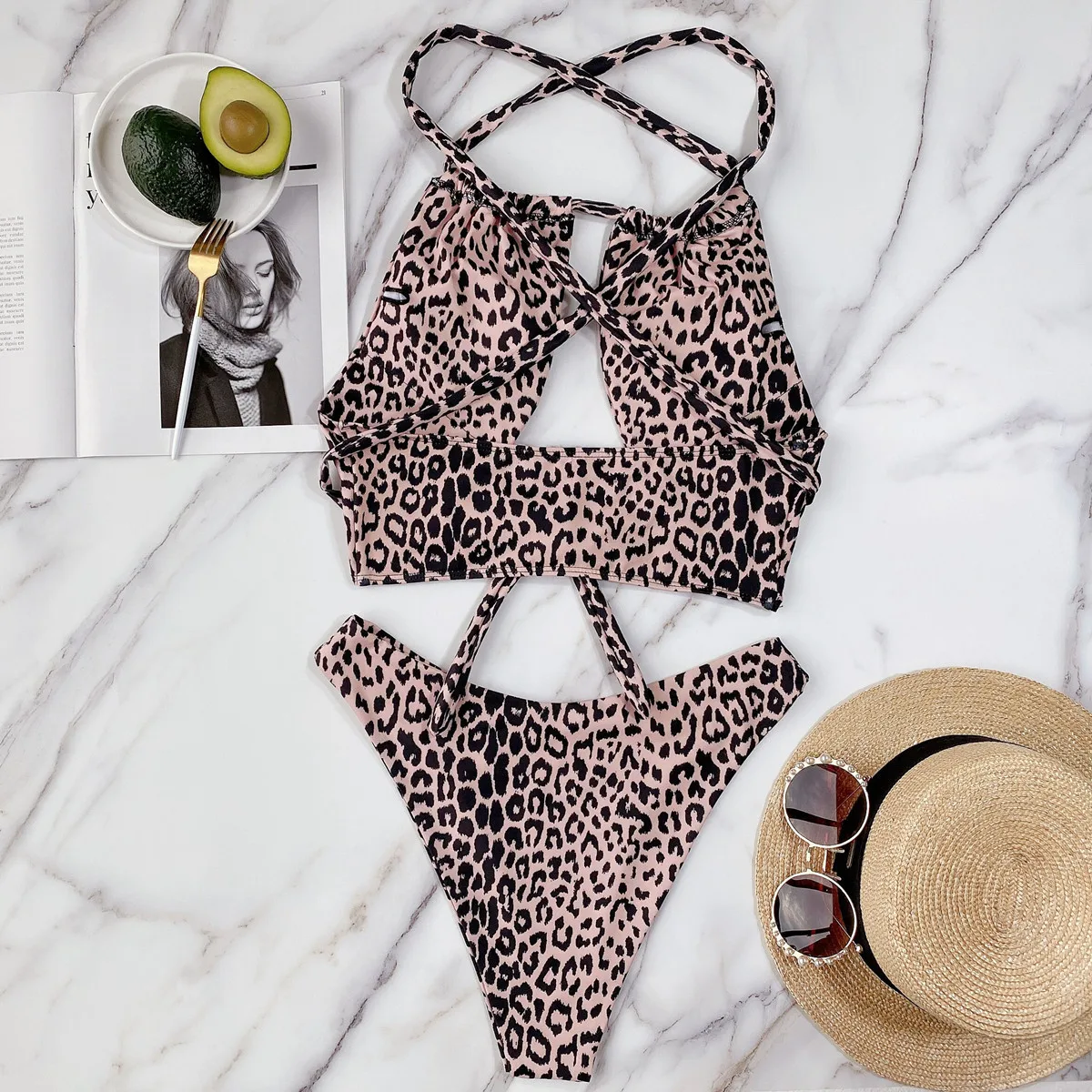

New Women's Fashion Swimsuit 2021 Leopard Print Ladies Swimwear Bikini SW612