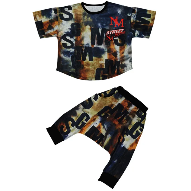 Комплект одежды для мальчиков в стиле хип-хоп с мультяшным черепом и круглым