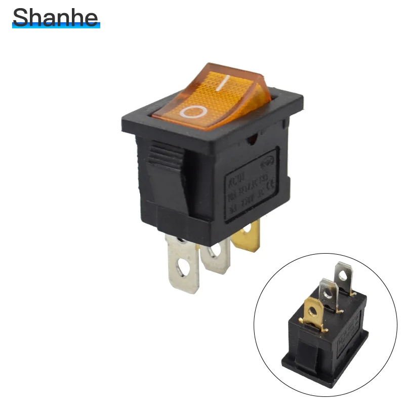 5 шт. Mini 3 Pin приборной панели вкл/выкл Водонепроницаемый перекидной переключатель с подсветкой Spst с светильник - Цвет: Цвет: желтый