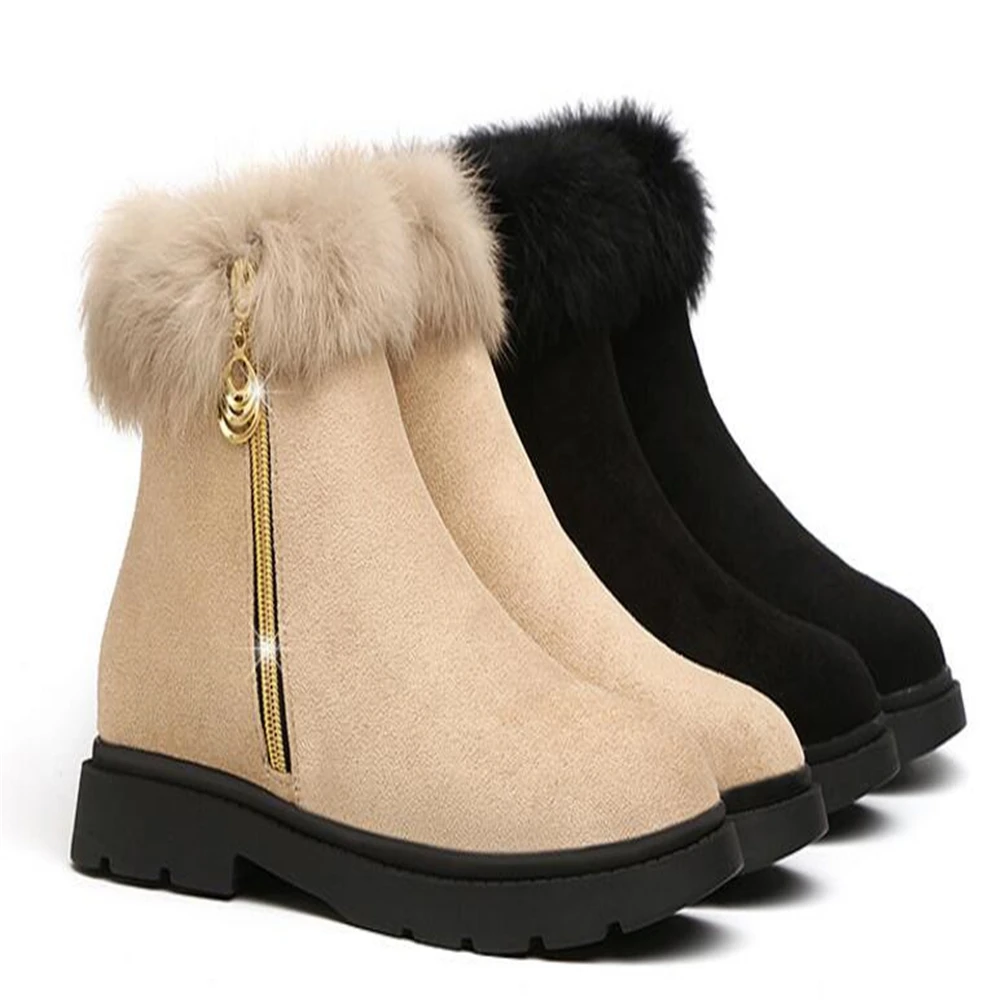 Женские ботильоны из флока Теплая обувь осень-зима однотонные Ботинки martin на