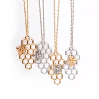 fashion creative honeycomb bee animal insect pendant choker necklace simple jewelry party birthday gift for girlfriend lover
