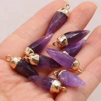 2pcslot natural amethysts pendant agates stone crystal column pendant charms for jewelry making diy necklace size 8x25mm