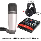 Микрофон SAMSON C01 и SR850, набор для наушников, профессиональная звуковая карта iCON Upod для выступления на сценестудийной записи