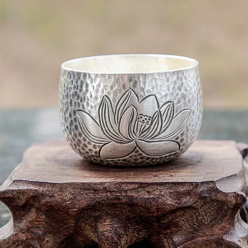 

Серебряная чашка, серебряная чайная чашка, чашка S999 Master, домашний чайный сервиз Кунг-фу, чашка для дегустации, чашка Furong около 60 г