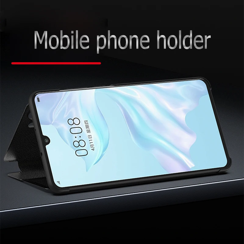 Прозрачный зеркальный откидной кожаный чехол для Huawei honor 8x mate20 P20 P30 lite nova 3 3e y6 2018