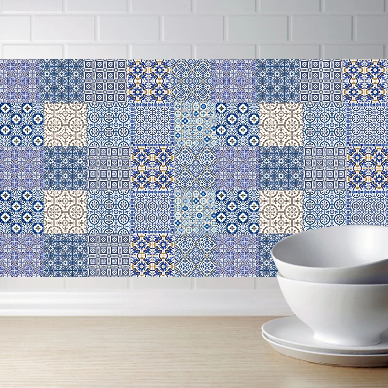 

Kitchen Bathroom Decor Decorative Retro Europe Style Tiles PVC Tile Stickers,retro Wall Art Decal,adhesive Waterproof Abstract