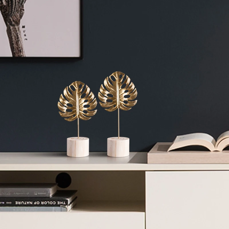 Uropean Железный художественный Золотой пальмовый лист миниатюрные креативные